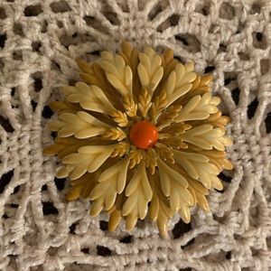 Vintage Large Metal Floral Pin